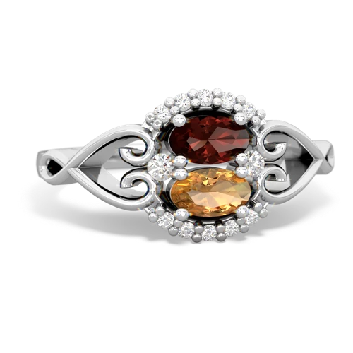 garnet-citrine antique keepsake ring