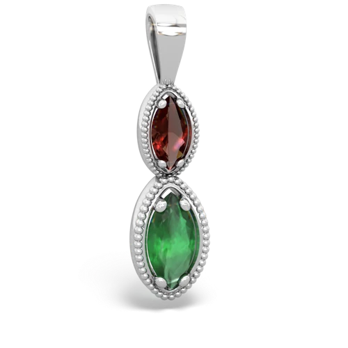 garnet-emerald antique milgrain pendant