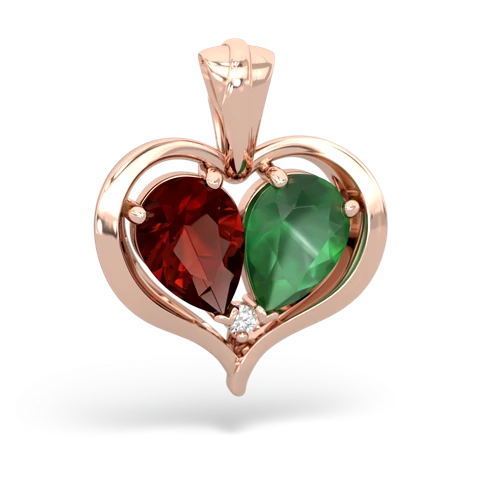 garnet-emerald half heart whole pendant