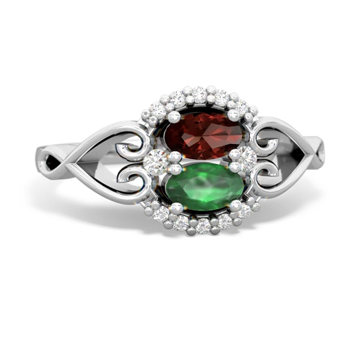 garnet-emerald antique keepsake ring