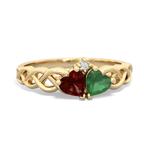 garnet-emerald celtic braid ring