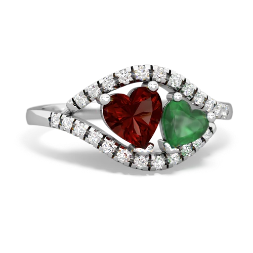 garnet-emerald mother child ring