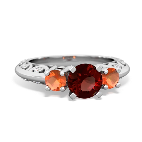 garnet-fire opal engagement ring