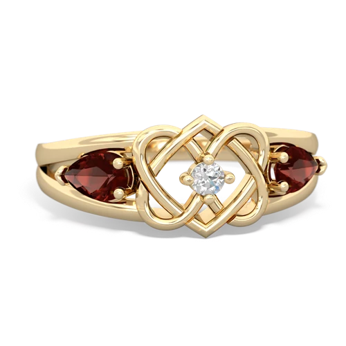 garnet-garnet double heart ring