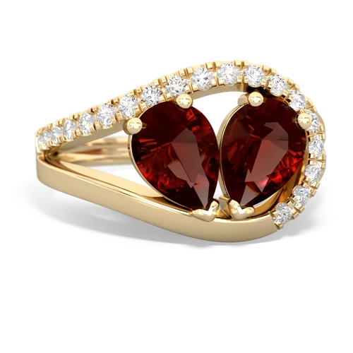 garnet-garnet pave heart ring