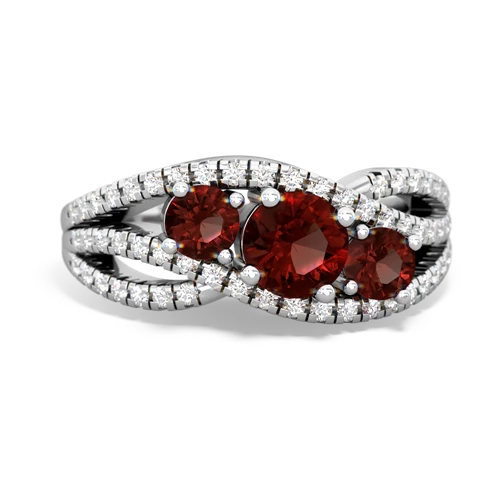 garnet-garnet three stone pave ring