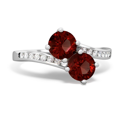 garnet-garnet two stone channel ring