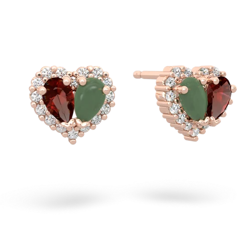 garnet-jade halo-heart earrings
