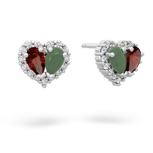 garnet-jade halo-heart earrings