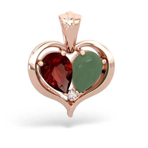 garnet-jade half heart whole pendant