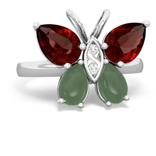 garnet-jade butterfly ring