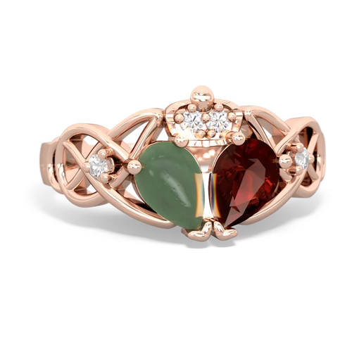 garnet-jade claddagh ring