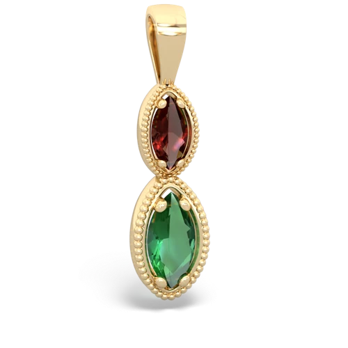 garnet-lab emerald antique milgrain pendant