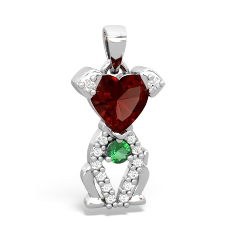 garnet-lab emerald birthstone puppy pendant