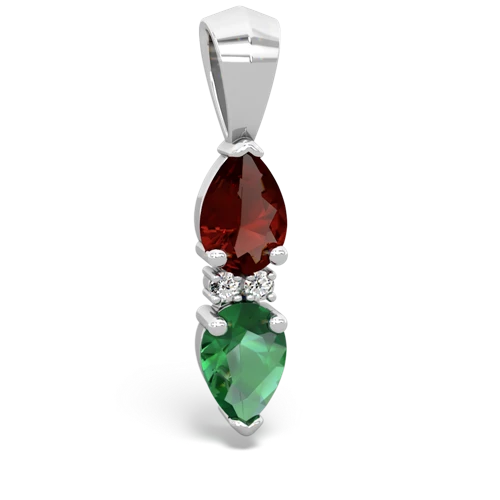 garnet-lab emerald bowtie pendant