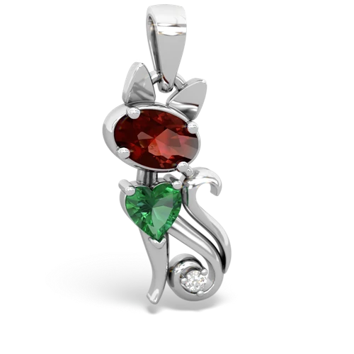 garnet-lab emerald kitten pendant