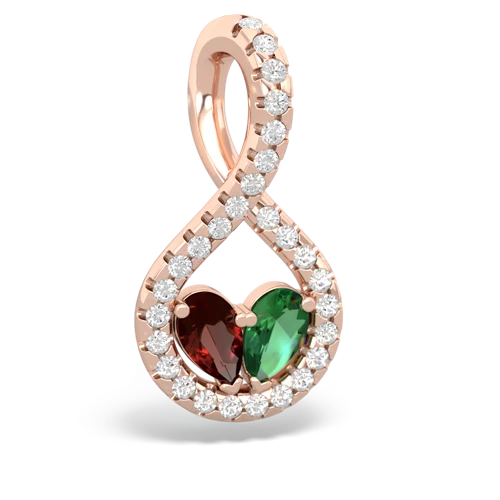 garnet-lab emerald pave twist pendant