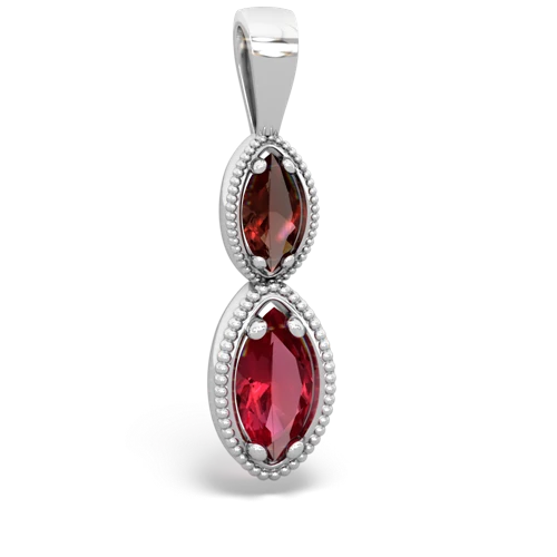 garnet-lab ruby antique milgrain pendant