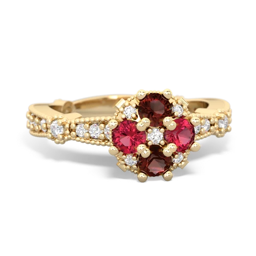 garnet-lab ruby art deco engagement ring