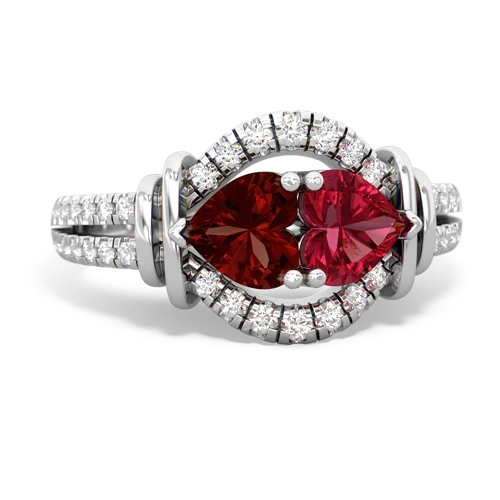 garnet-lab ruby pave keepsake ring