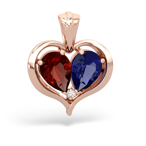 garnet-lab sapphire half heart whole pendant