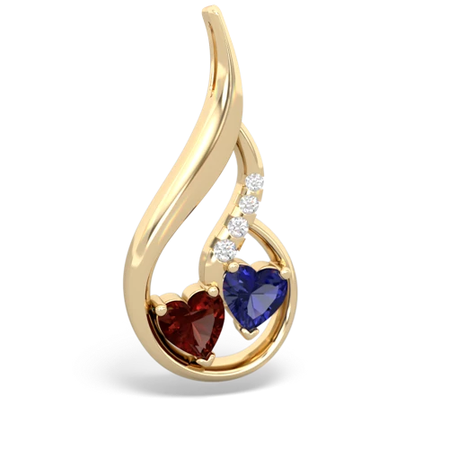 garnet-lab sapphire keepsake swirl pendant