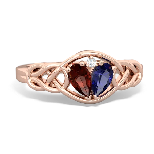 garnet-lab sapphire celtic knot ring