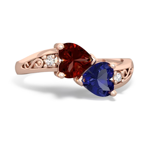 garnet-lab sapphire filligree ring