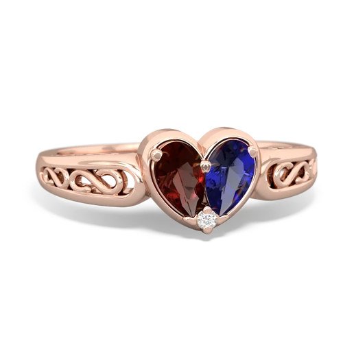 garnet-lab sapphire filligree ring