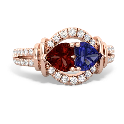 garnet-lab sapphire pave keepsake ring