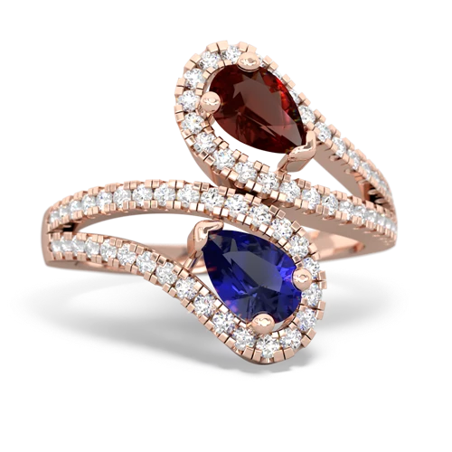 garnet-lab sapphire pave swirls ring