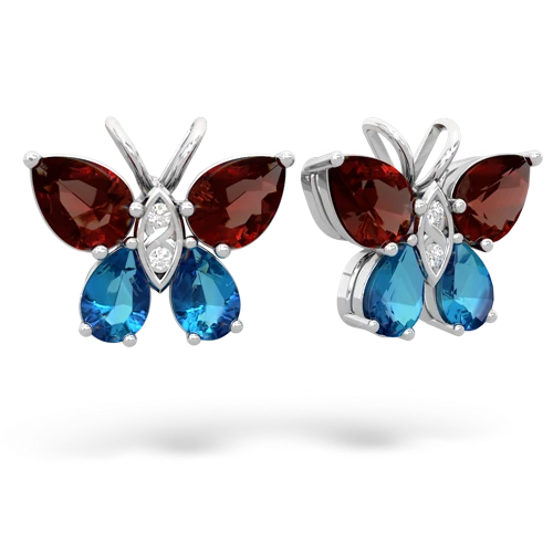 garnet-london topaz butterfly earrings