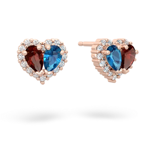 garnet-london topaz halo-heart earrings