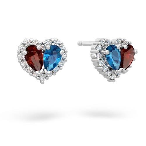 garnet-london topaz halo-heart earrings
