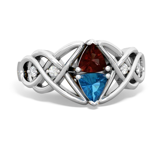 garnet-london topaz celtic knot ring