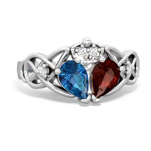 garnet-london topaz claddagh ring