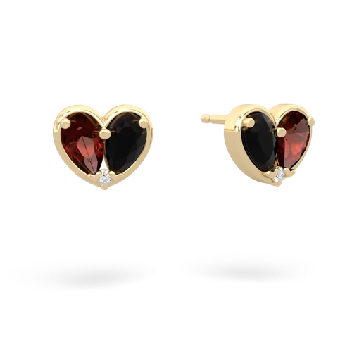 garnet-onyx one heart earrings