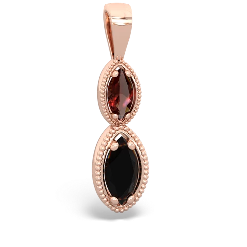 garnet-onyx antique milgrain pendant