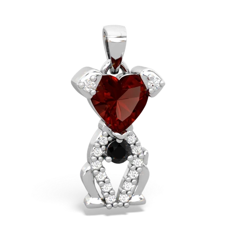 garnet-onyx birthstone puppy pendant