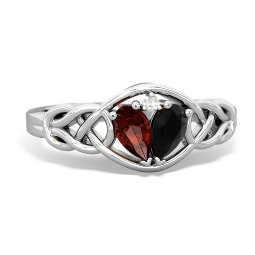 garnet-onyx celtic knot ring