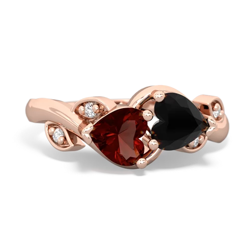 garnet-onyx floral keepsake ring