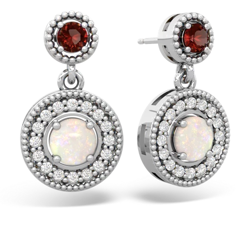 garnet-opal halo earrings