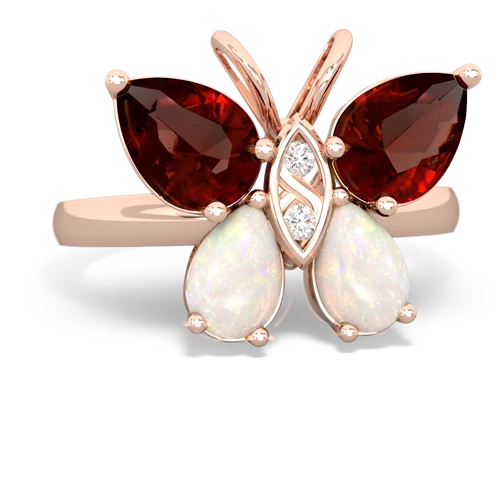 garnet-opal butterfly ring