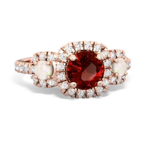 garnet-opal three stone regal ring