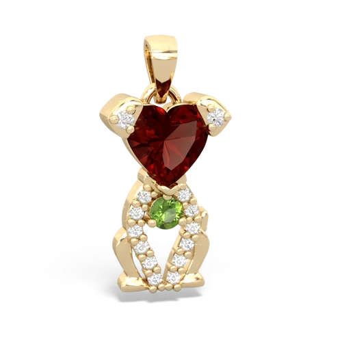 garnet-peridot birthstone puppy pendant