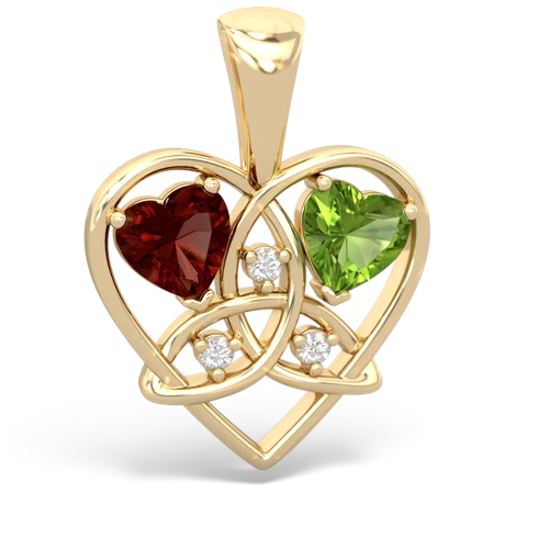 garnet-peridot celtic heart pendant