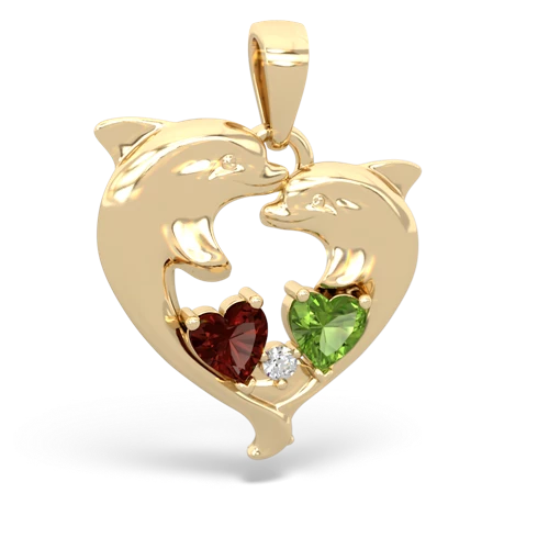 garnet-peridot dolphins pendant