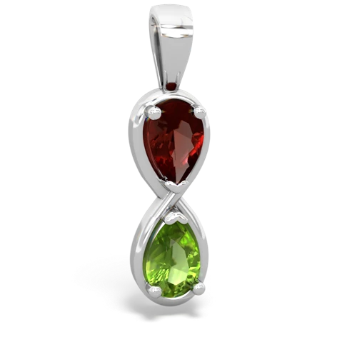 garnet-peridot infinity pendant