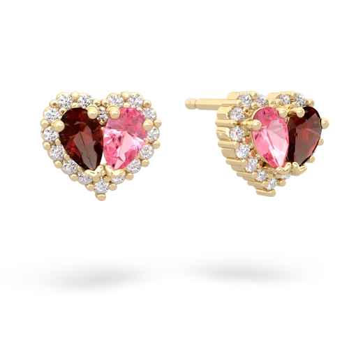 garnet-pink sapphire halo-heart earrings