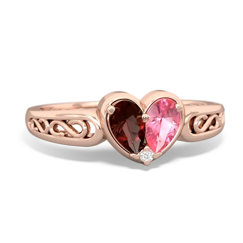 garnet-pink sapphire filligree ring